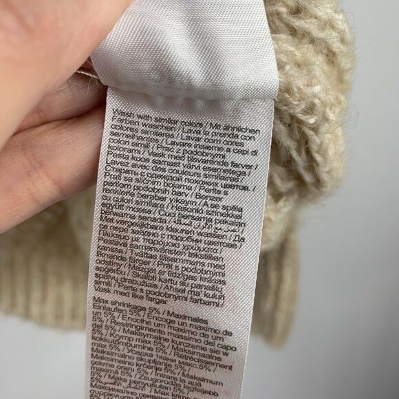 ONLY Our Story Size S Sweater Beige Scoop Neck Long Sleeve Open Knit Women's Tan - Picture 6 of 8